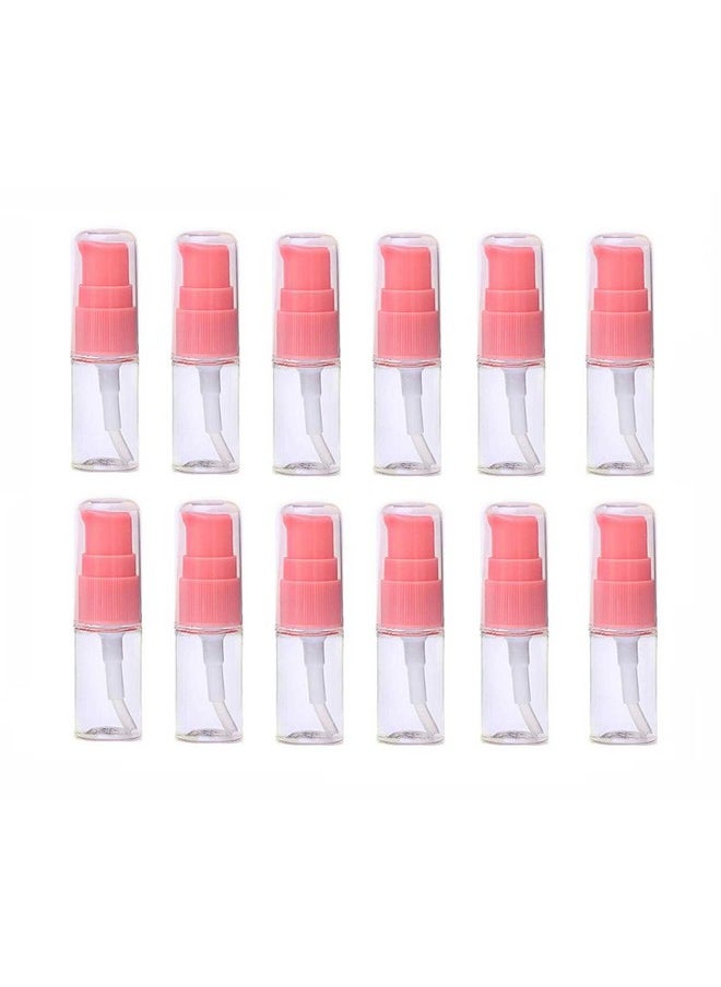 12Pcs 10Ml 0.34Oz Portable Empty Refillable Clear Plastic Lotion Pump Bottle With Pink Press Pump Head Cosmetic Make-Up Face Cream Lotion Emulsion Sample Packing Container Vial Jars