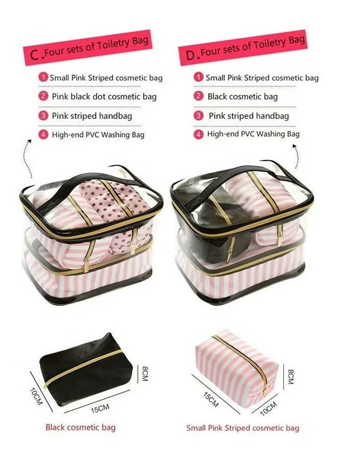 Four-Piece Portable Multifunctional Toiletry Bag Storage Bag,Portable Transparent Waterproof Cosmetic Bag With Large Capacity