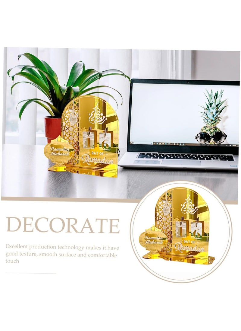 Ramadan Advent Calendar,Eid Mubarak Acrylic Desktop Countdown Ornaments,30 Days Eid Al-fitr,Ramadan DIY Palace Countdown Acrylic Craft Decoration Home Party Ornament Ramadan Gift for Kids-Gold