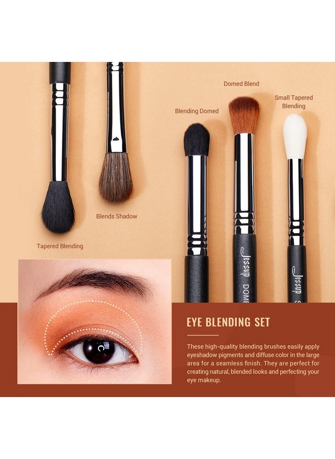 Eye Makeup Brushes Set Professional Blending Brush For Makeup Eyeshadow 13Pcs Premium Synthetic Blender Brush Makeup Black T338