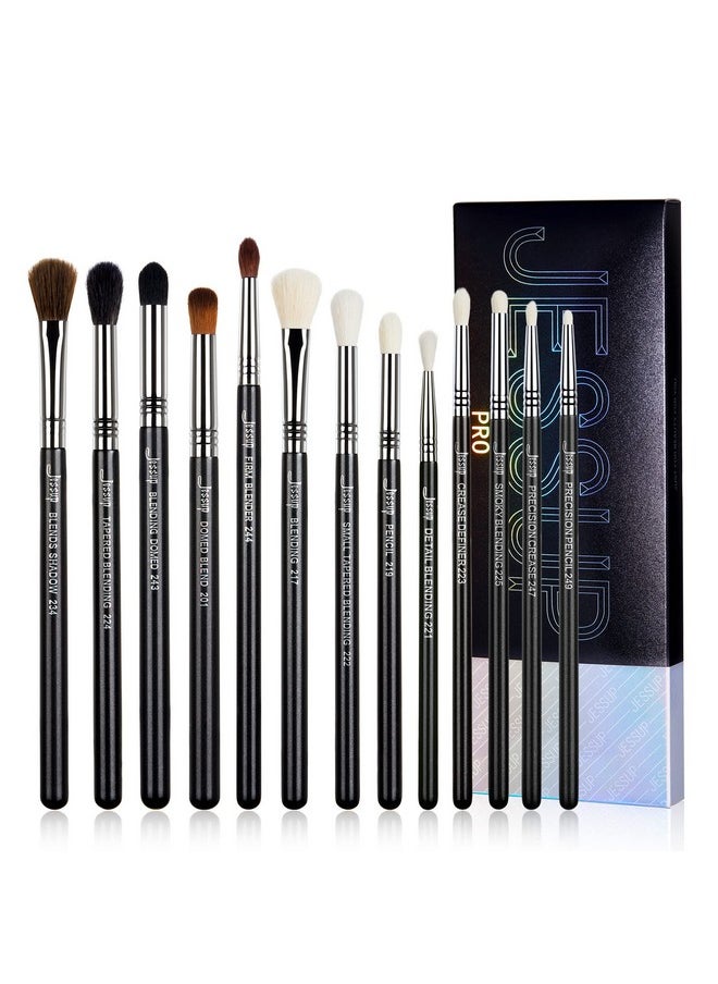 Eye Makeup Brushes Set Professional Blending Brush For Makeup Eyeshadow 13Pcs Premium Synthetic Blender Brush Makeup Black T338