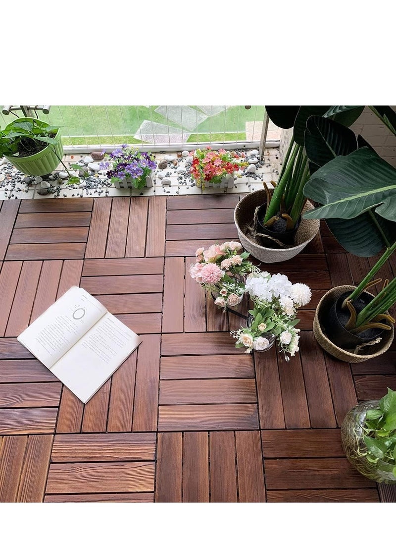 10pcs Wooden Floor Decking Tile Brown 30x3x30cm