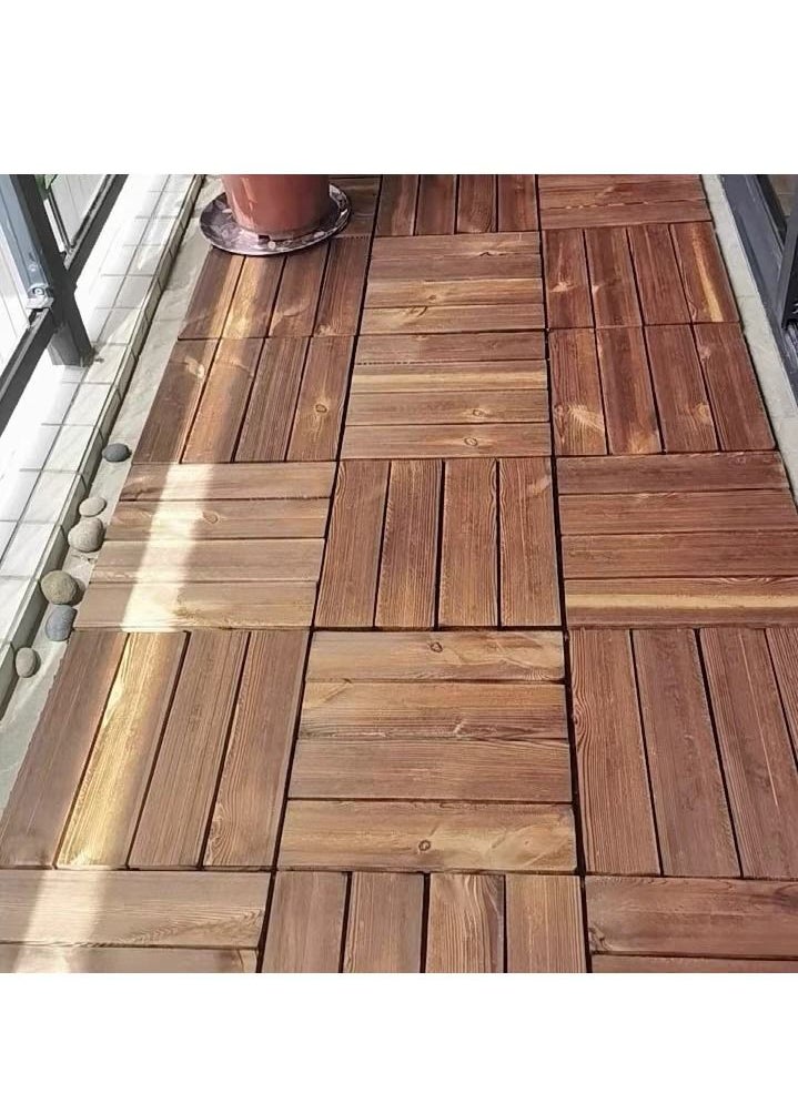 10pcs Wooden Floor Decking Tile Brown 30x3x30cm