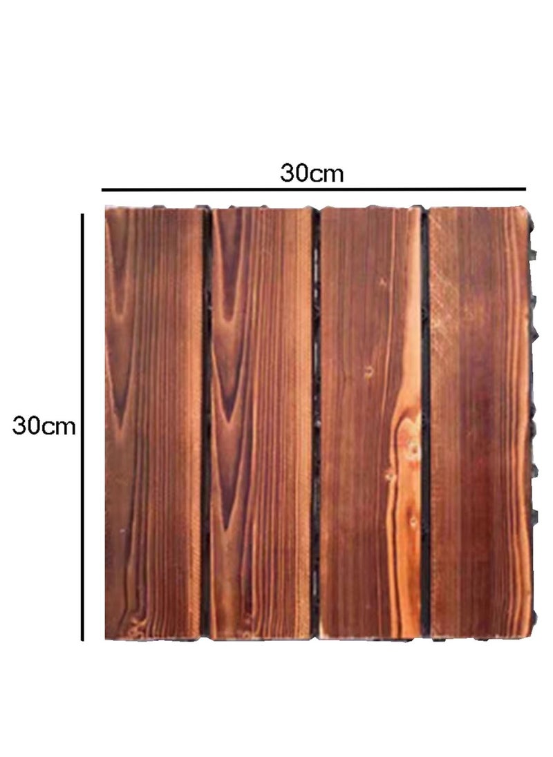 10pcs Wooden Floor Decking Tile Brown 30x3x30cm