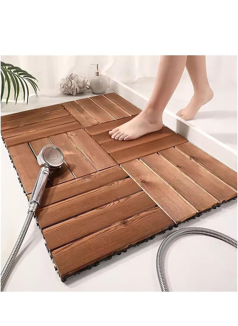 10pcs Wooden Floor Decking Tile Brown 30x3x30cm