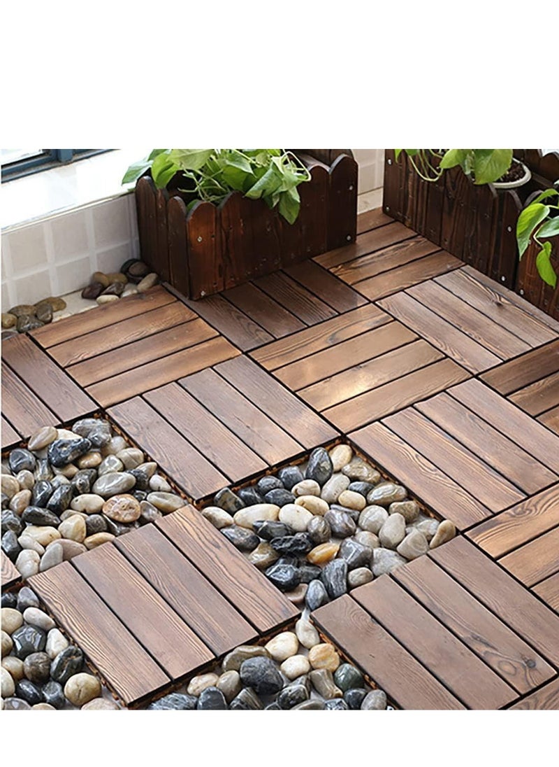 10pcs Wooden Floor Decking Tile Brown 30x3x30cm