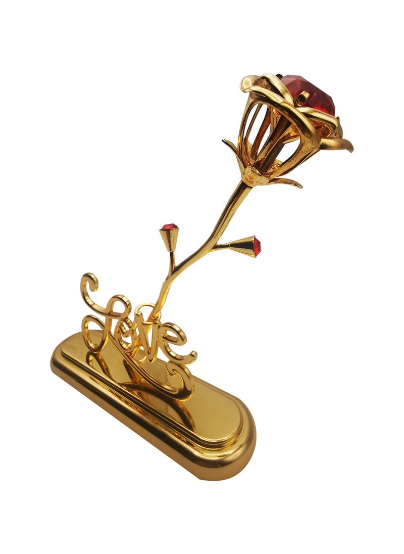 Elegant 24K Gold Plated Rose and Love Stand, Luxury Gold Plated Rose and Love Display,Golden Rose with Love Stand -  Ideal for Mother's Day, Weddings, and More