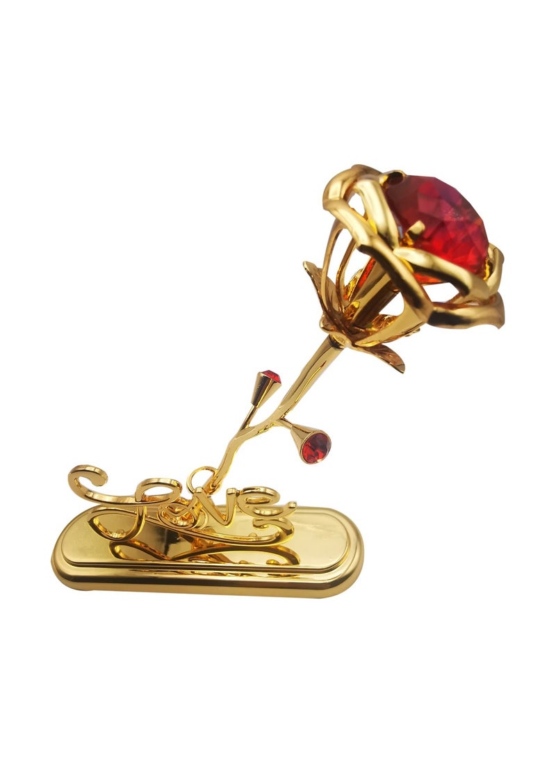 Elegant 24K Gold Plated Rose and Love Stand, Luxury Gold Plated Rose and Love Display,Golden Rose with Love Stand -  Ideal for Mother's Day, Weddings, and More