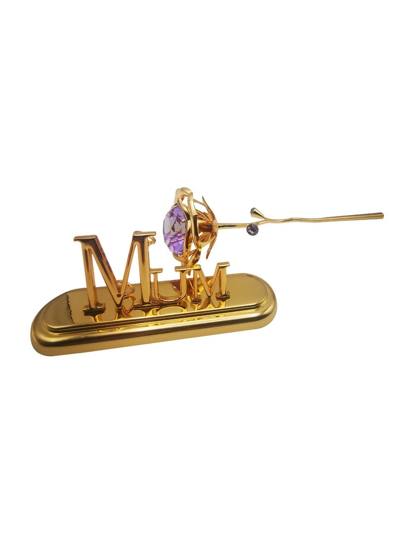 Gold-Dipped Rose with MUM Sign – 24K Plated Artificial Flower,Elegant with Artificial Rose with MUM Stand – A Timeless Gift