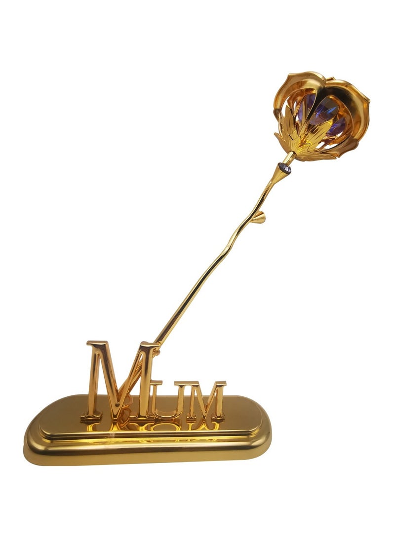 Gold-Dipped Rose with MUM Sign – 24K Plated Artificial Flower,Elegant with Artificial Rose with MUM Stand – A Timeless Gift