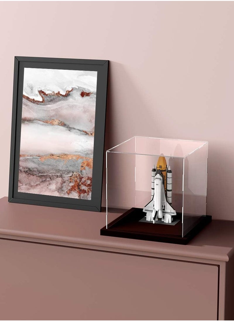 Clear Self-Assembly Acrylic Display Case with Black Velvet Base, Deluxe Dustproof Showcase, Cube Countertop Box for Collectibles, Home Organization (11x11x11 inch)