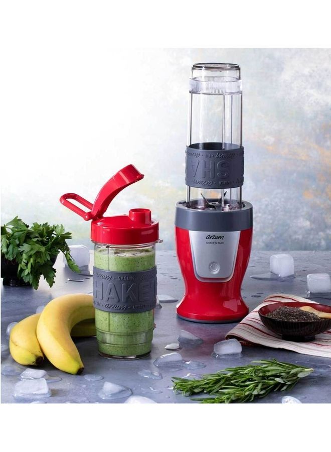 Shaken Take Compact Persnal  Blender And Smoothie Maker High Build Quality 400 ml 300 W AR1032-b Red