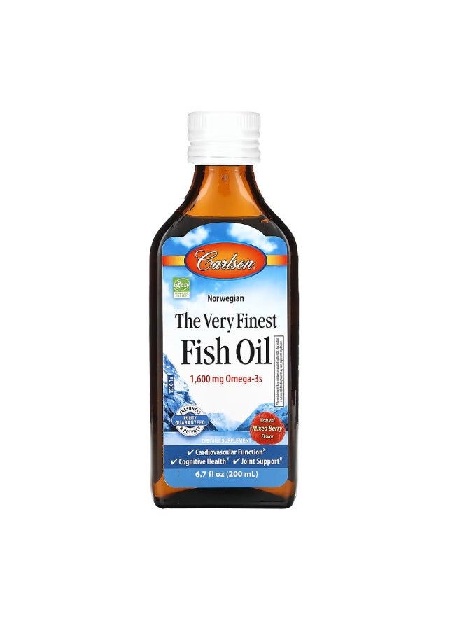 Norwegian The Very Finest Fish Oil Natural Mixed Berry 1600 mg 6.7 fl oz 200 ml