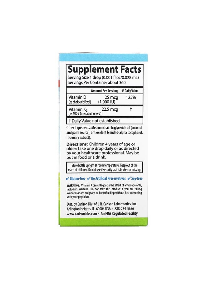 Kids Super Daily D3K2 25 mcg 1000 IU  22.5 mcg 0.34 fl oz 10.16 ml