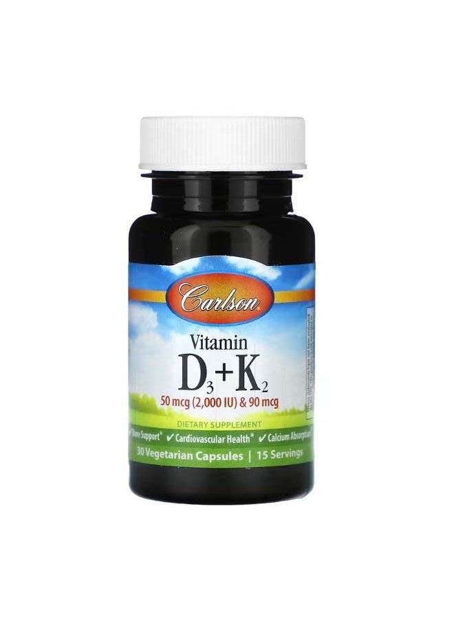 Vitamin D3  K2 30 Vegetarian Capsules