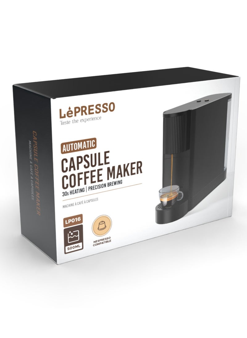 Automatic Capsule Coffee Maker / Nespresso Compatible / Fast Heating Coffee Machine / Capsule Storage / 20 Bar Pump / Precision Coffee Brewing - Black