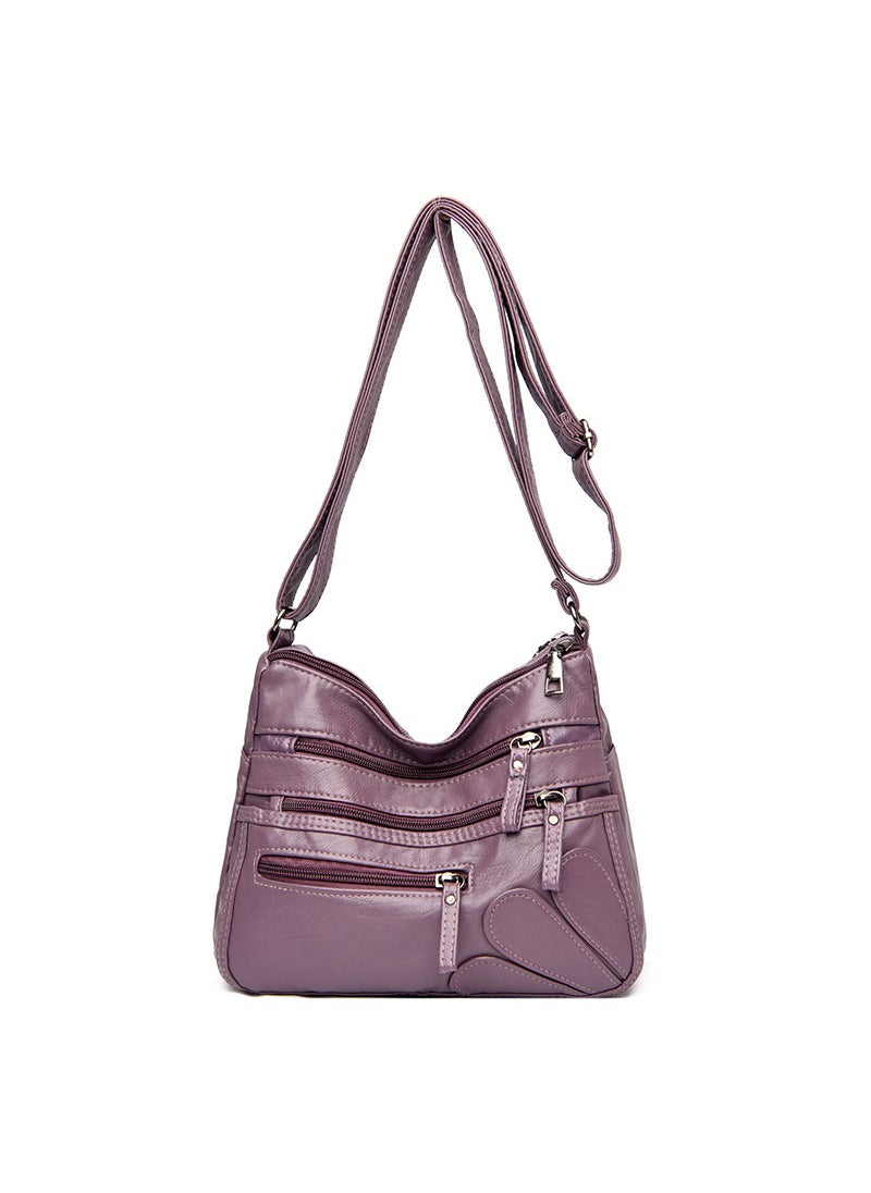 New Korean Ladies Washed Leather Shoulder Bag Purple