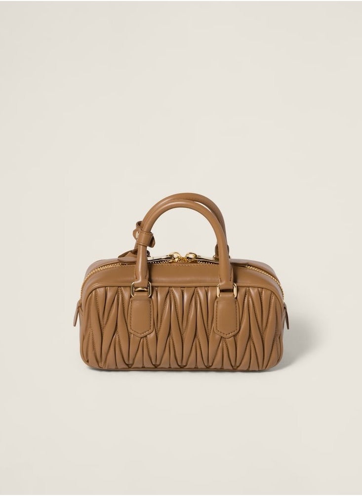 Miu arcadie matelass é soft leather handbag with adjustable diagonal hanging (caramel color)