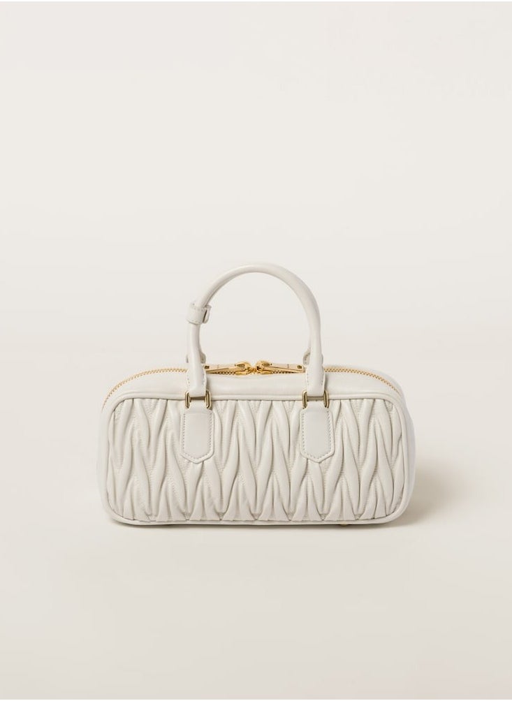 Miu arcadie matelass é soft leather handbag with adjustable slanted shoulder bag 27 * 12 * 9cm (white)