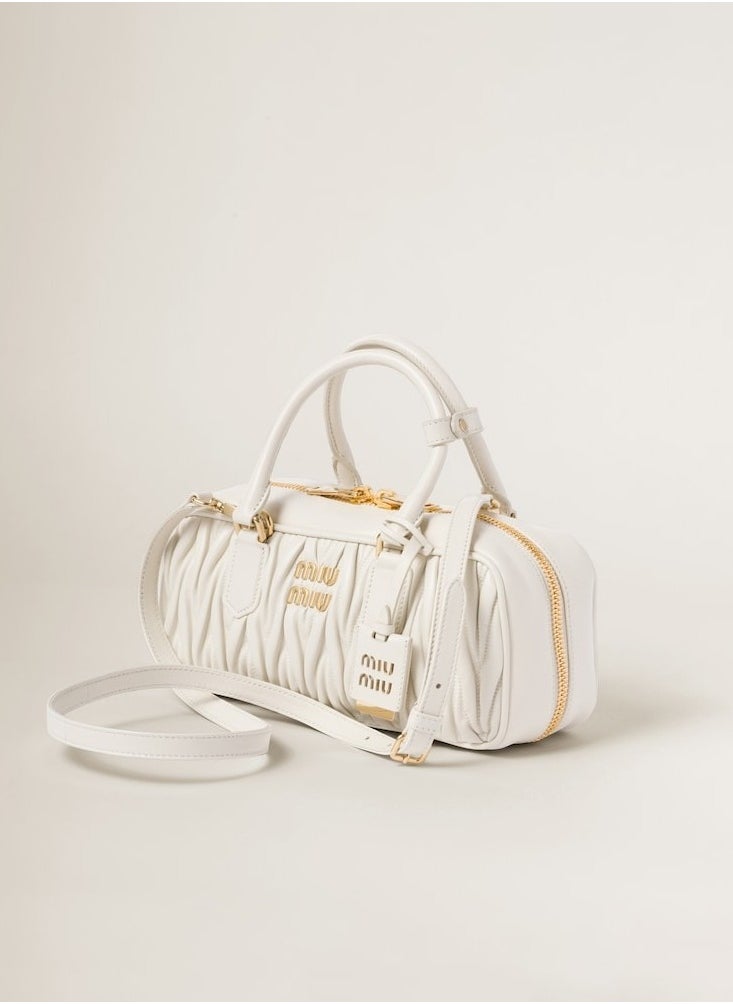 Miu arcadie matelass é soft leather handbag with adjustable slanted shoulder bag 27 * 12 * 9cm (white)