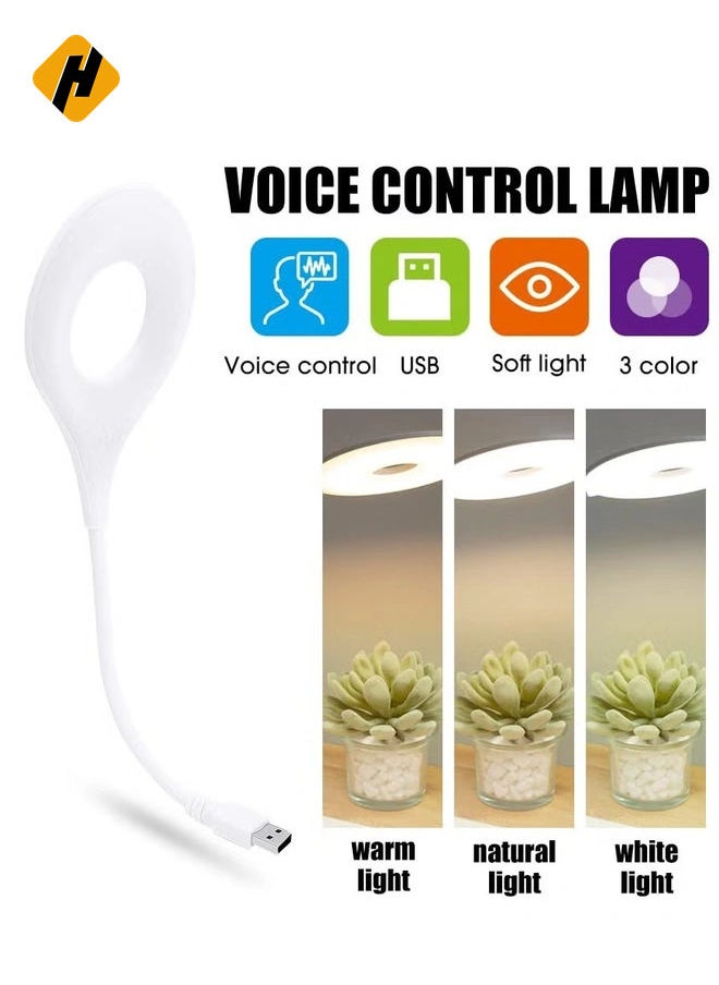 USB Smart Voice Control LED Lamp for Bedroom Living Room Dorm Home Office Table Lamp Desk Lamp Beside Lamp Intelligent Voice Night Light Saving Energy