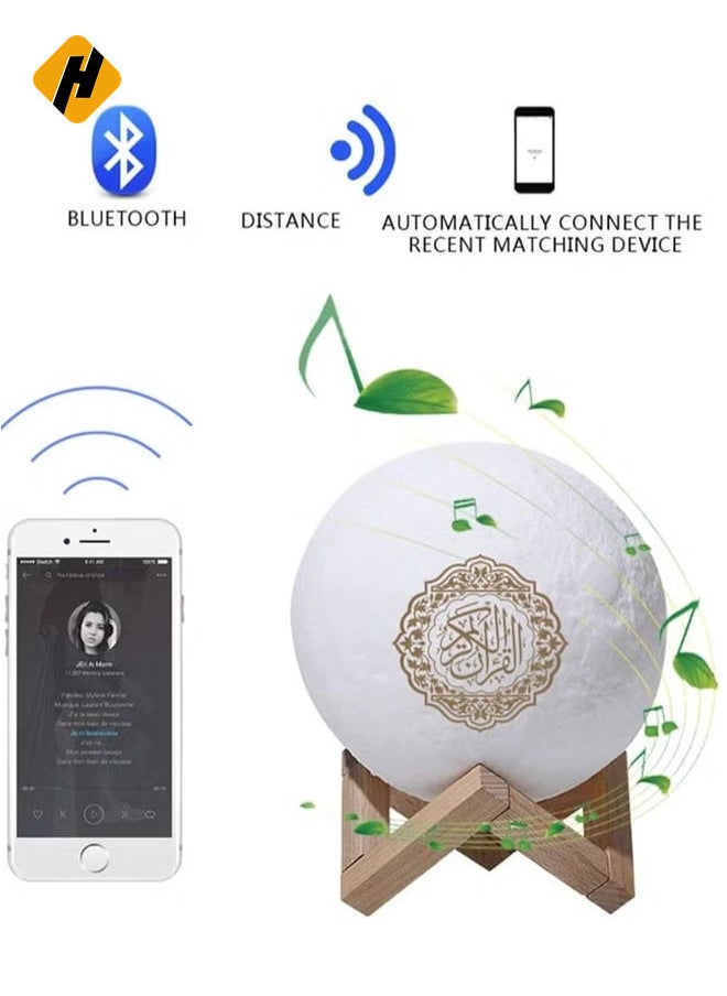 7-Colors 3D Moonlight Quran Speaker Coran Player Wireless Bluetooth Press Lamp LED Nigt Moon Lamp Quran Speaker