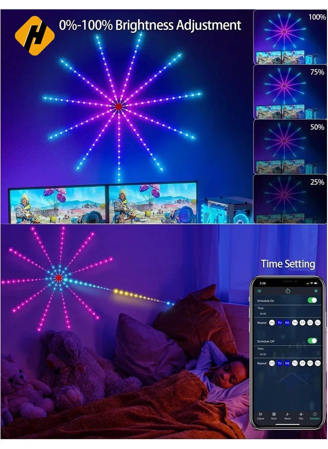 Smart Firework LED Lights for Bedroom - USB Powered, 30cm, with Launch Burst Effect