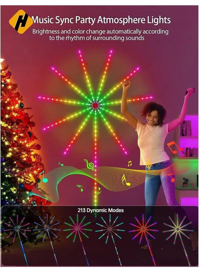 Smart Firework LED Lights for Bedroom - USB Powered, 30cm, with Launch Burst Effect