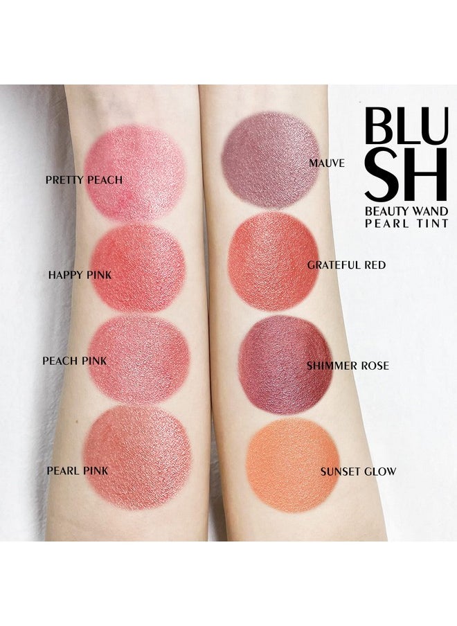 Blush Beauty Wand, Shimmer Face Blush With Cushion Applicator, Natural Pearl Finish, Silky Smooth Creamy Formula, Lightweight Blendable Blush Rouge Stick-Pearl Pink