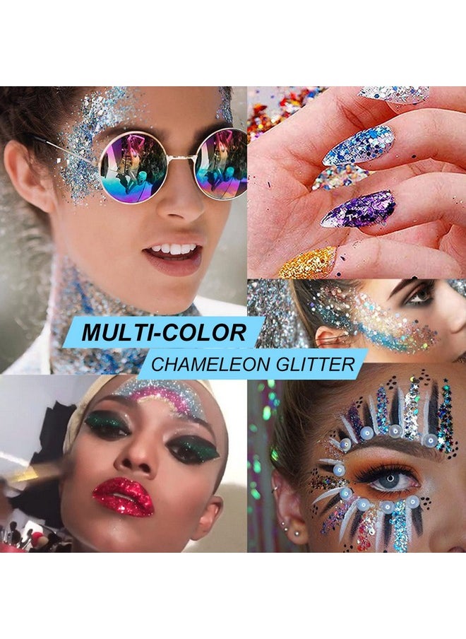 Holographic Body Glitter Gel For Face, Body, Nail, Super Long Lasting Waterproof Quick Dry Liquid Chunky Glitter Eyeshadow For Rave Festival Party Makeup Accessories, 1Oz (Mermaid White)