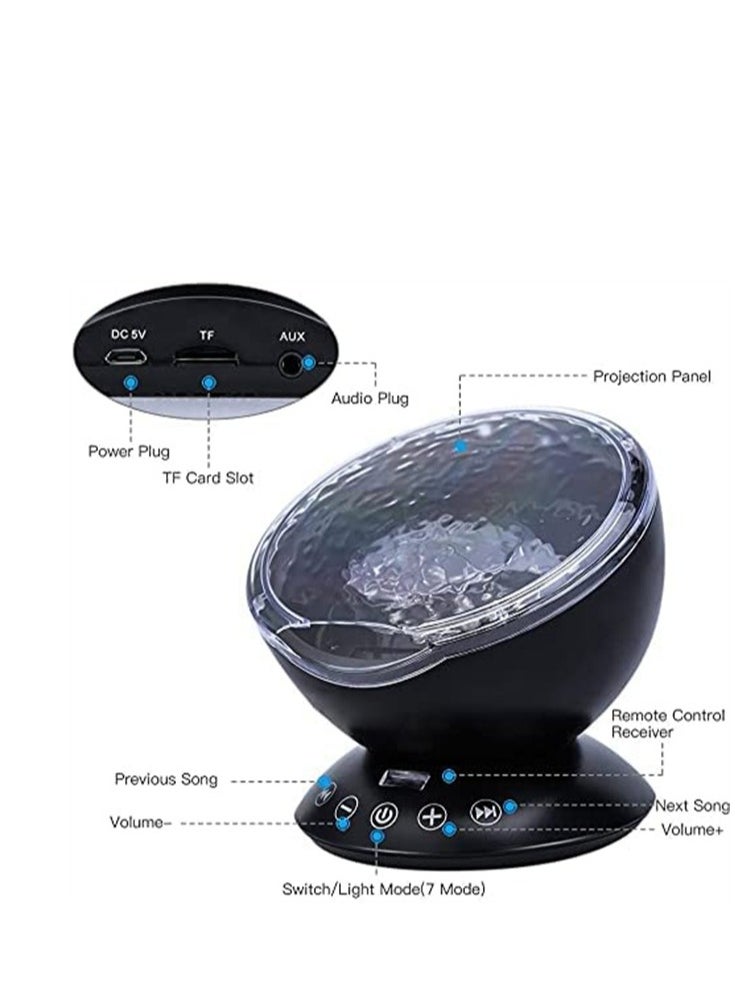 Remote Control Ocean Wave Projector, Baby Night Light Remote Control LED Projector Lamp