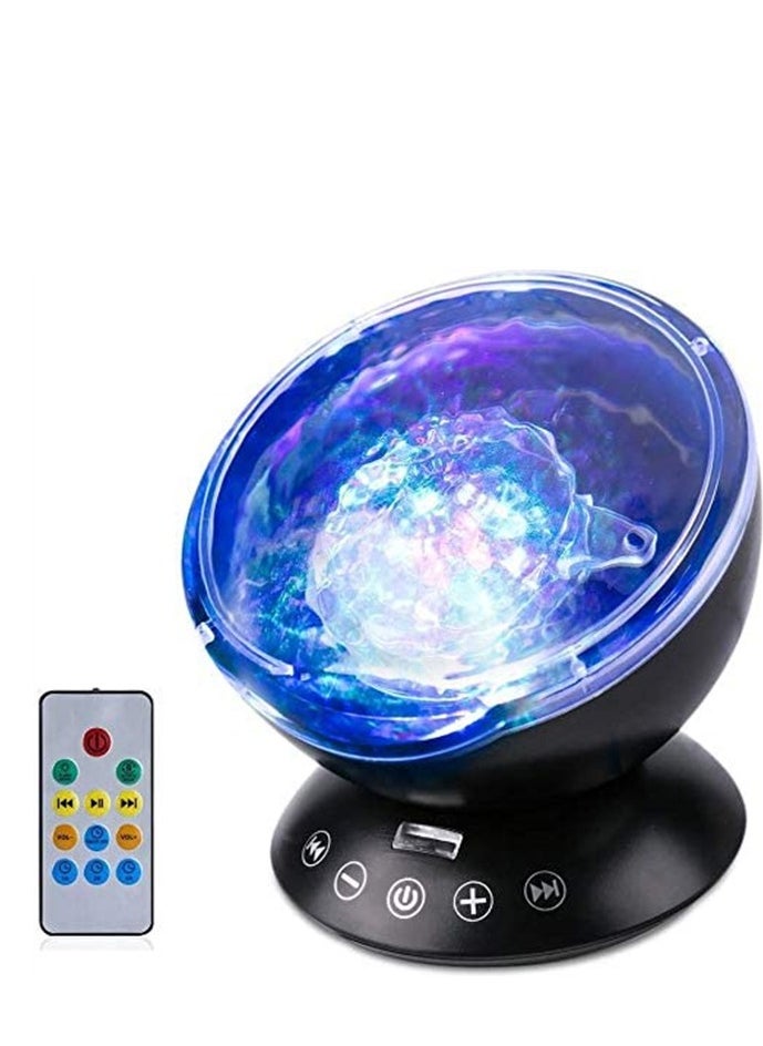 Remote Control Ocean Wave Projector, Baby Night Light Remote Control LED Projector Lamp