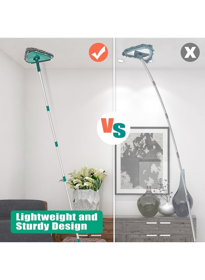 Wall Cleaner Mop with Long Handle 82 Inches, 3-in-1 Ceiling Cleaning Tool Duster with 6 Replacement Microfiber Chenille Pads for Painted Walls, Baseboard, Window, Floor (Green)