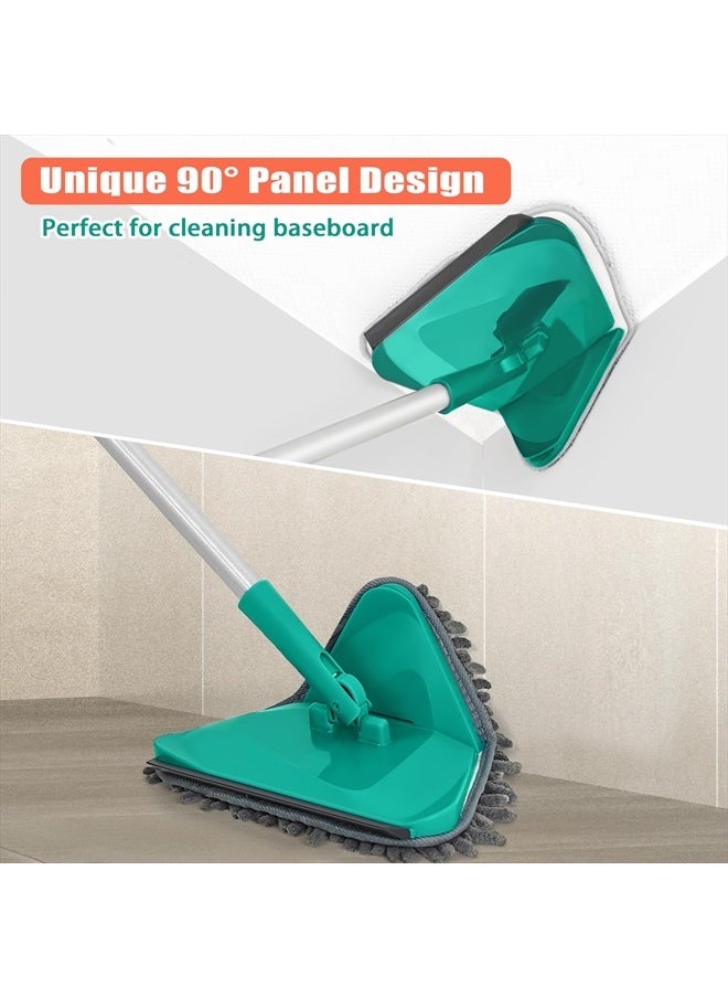 Wall Cleaner Mop with Long Handle 82 Inches, 3-in-1 Ceiling Cleaning Tool Duster with 6 Replacement Microfiber Chenille Pads for Painted Walls, Baseboard, Window, Floor (Green)