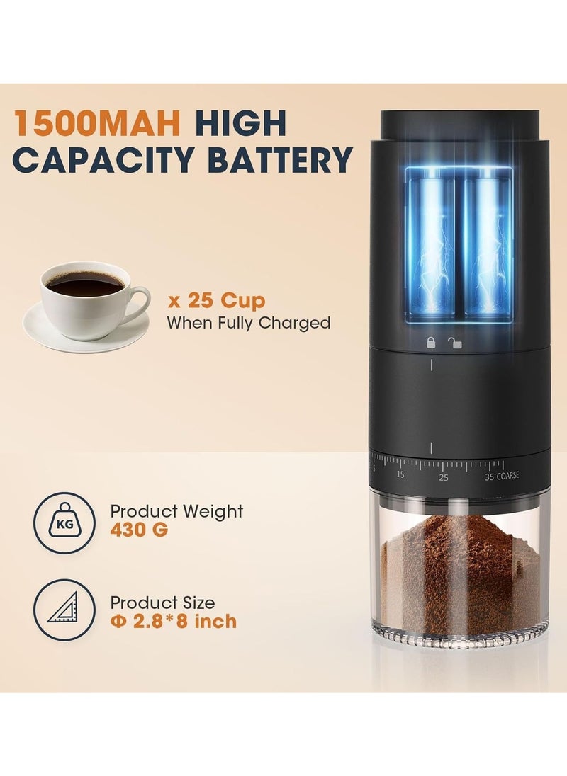 Upgraded Touch Screen Electric Coffee Grinder with External Thickness Adjustment – Portable and Compact Coffee Mill for Fresh Ground Coffee