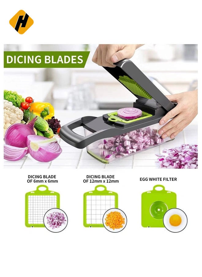 Vegetable Chopper,Senbowe Multifunctional 13-in-1 Food Choppers Onion Chopper Vegetable Slicer Cutter Dicer Veggie chopper with 8 Blades,Colander Basket