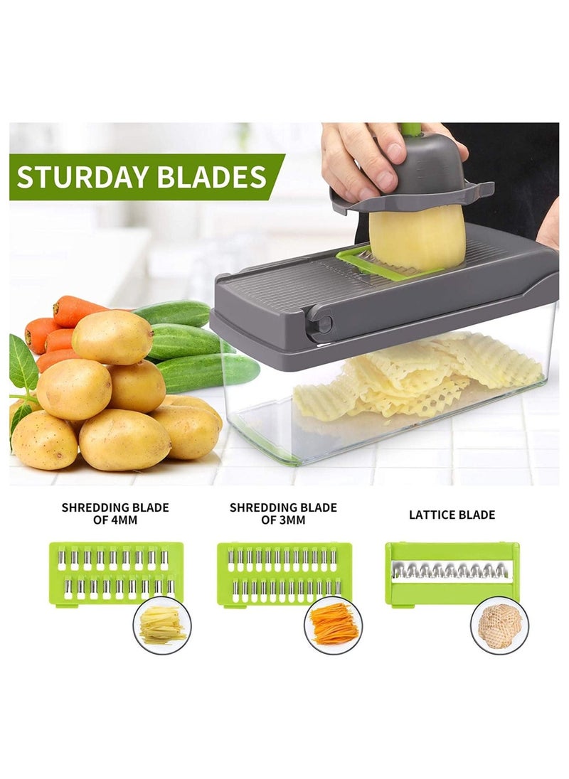 Vegetable Chopper,Senbowe Multifunctional 13-in-1 Food Choppers Onion Chopper Vegetable Slicer Cutter Dicer Veggie chopper with 8 Blades,Colander Basket