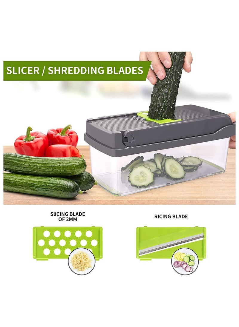 Vegetable Chopper,Senbowe Multifunctional 13-in-1 Food Choppers Onion Chopper Vegetable Slicer Cutter Dicer Veggie chopper with 8 Blades,Colander Basket