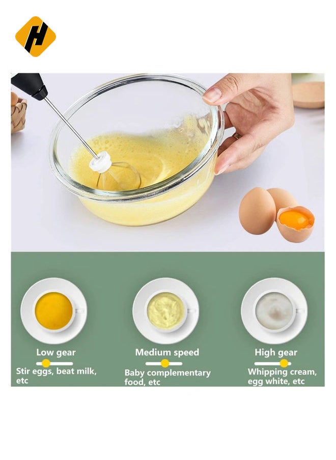 Rechargeable Milk Frother 3 Speeds Handheld Foam Maker With Stainless Whisk For Coffee, Latte, Cappuccino, Chocolate, Milk Tea, Coconut Milk, Durable Frother Drink Mixer, Lc-Mrkmixer