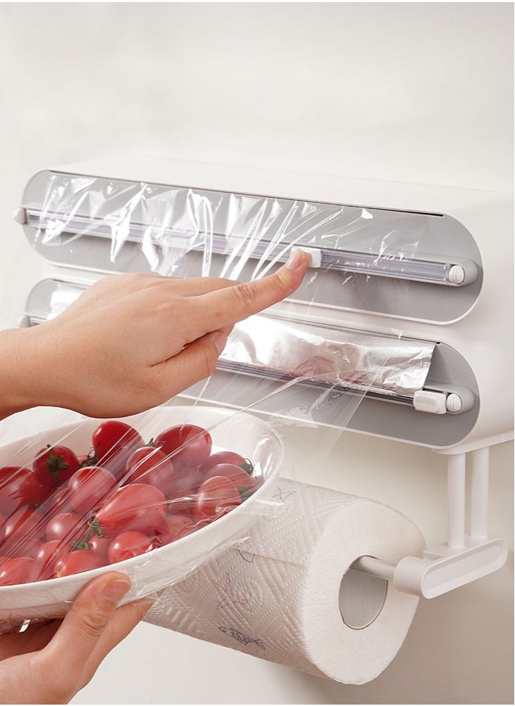 3in1 Magnetic Wrap Dispenser and Organizer for Aluminum Foil Plastic Wrap, Cling Film, Tin Foil, Wax Paper, and Paper Towels