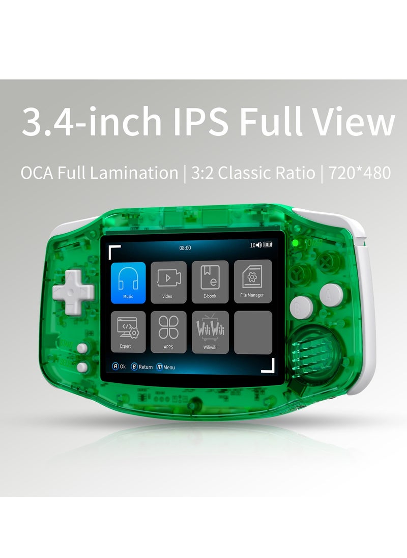 ANBERNIC RG 34XX Handheld Game Console H700 quad-core ARM Android 13 3.4-inch IPS full-view angle 3500mAh 5G WIFI Bluetooth Retro Video Players (Green 32+64G)