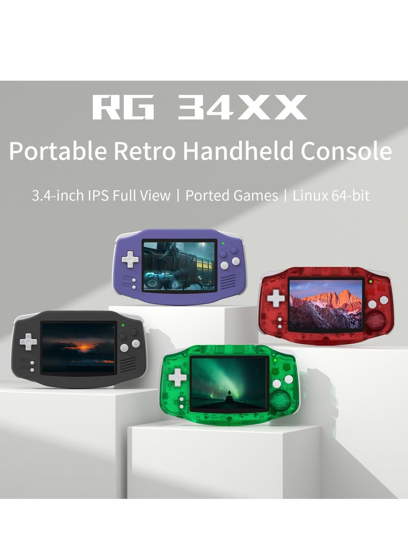 ANBERNIC RG 34XX Handheld Game Console H700 quad-core ARM Android 13 3.4-inch IPS full-view angle 3500mAh 5G WIFI Bluetooth Retro Video Players (Green 32+64G)