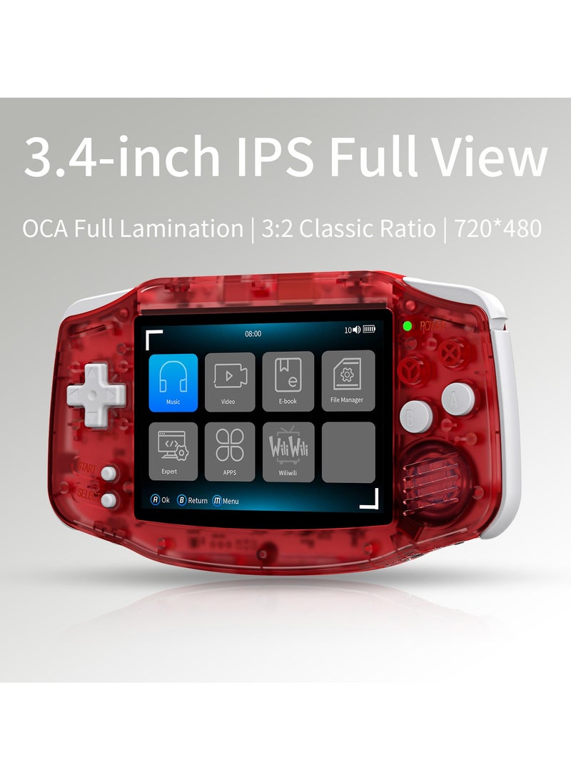 ANBERNIC RG 34XX Handheld Game Console H700 quad-core ARM Android 13 3.4-inch IPS full-view angle 3500mAh 5G WIFI Bluetooth Retro Video Players (Red 32+64G