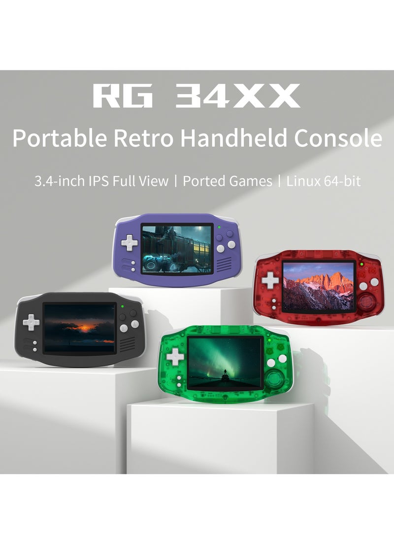 ANBERNIC RG 34XX Handheld Game Console H700 quad-core ARM Android 13 3.4-inch IPS full-view angle 3500mAh 5G WIFI Bluetooth Retro Video Players (Red 32+64G