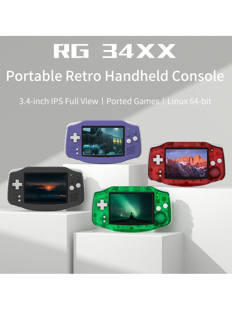 ANBERNIC RG 34XX Handheld Game Console H700 quad-core ARM Android 13 3.4-inch IPS full-view angle 3500mAh 5G WIFI Bluetooth Retro Video Players (Blue 32+128G