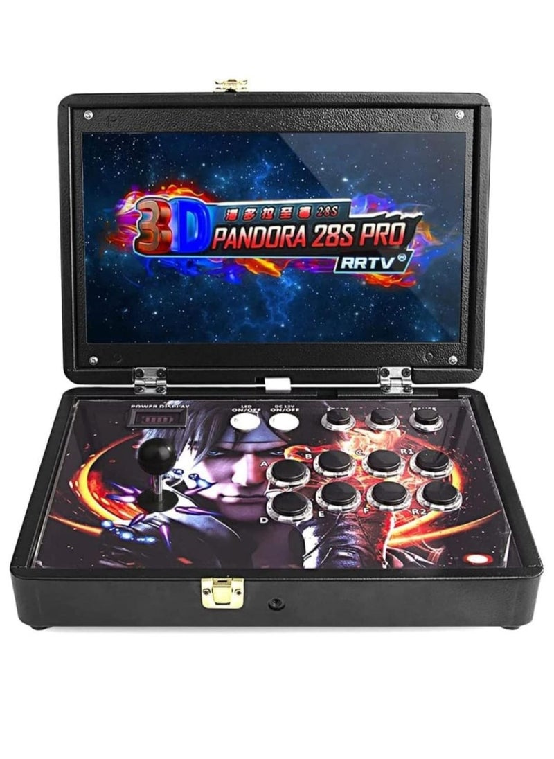 Portable Arcade Game Console 14-Inch Metal Suitcase - Supports 3D & 2D Games, Multifunction Retro Gaming Console with Built-in Games