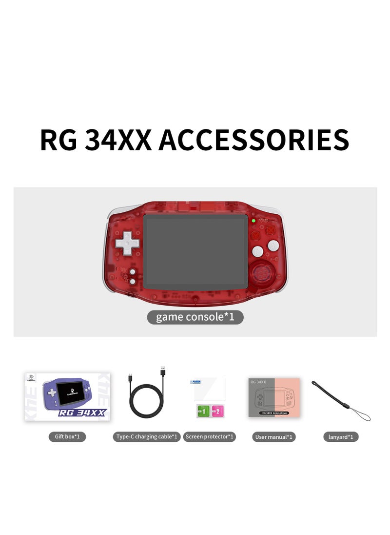 ANBERNIC RG 34XX Handheld Game Console H700 quad-core ARM Android 13 3.4-inch IPS full-view angle 3500mAh 5G WIFI Bluetooth Retro Video Players (Red 32+128G