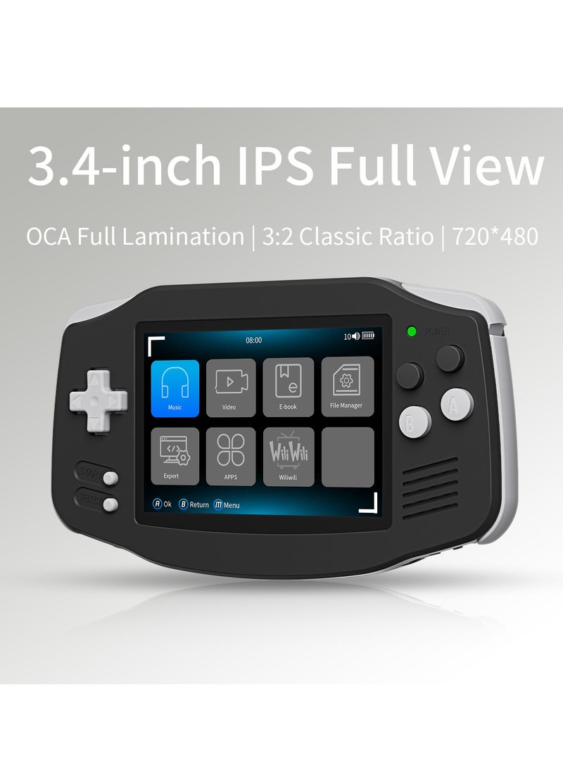 ANBERNIC RG 34XX Handheld Game Console H700 quad-core ARM Android 13 3.4-inch IPS full-view angle 3500mAh 5G WIFI Bluetooth Retro Video Players (BLack 32+64G