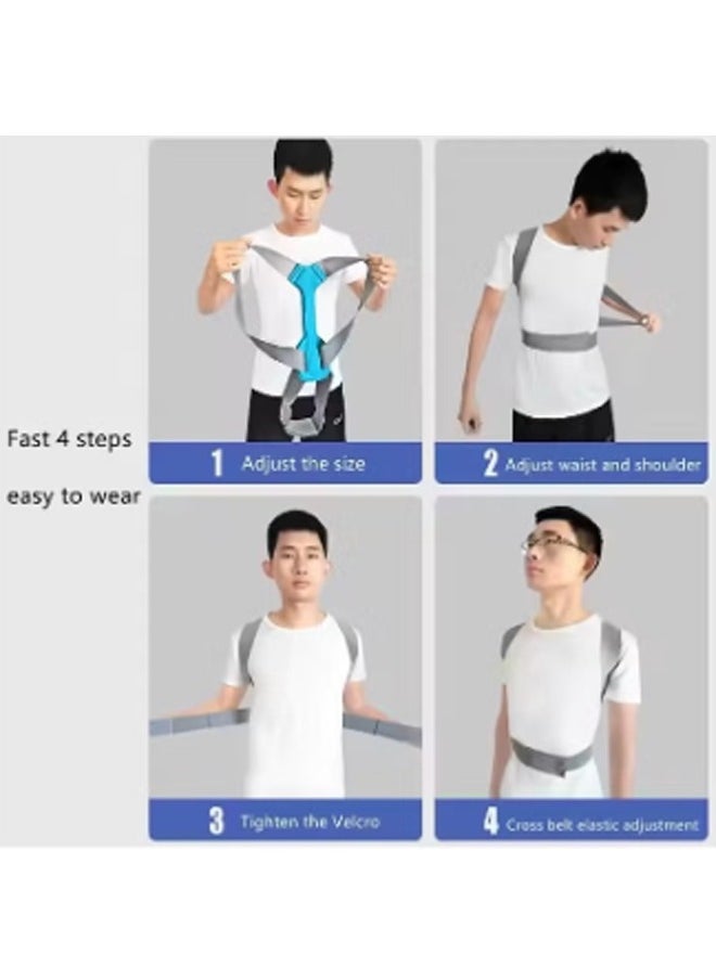 Back Support Belt Posture Corrector Adjustable Upper Back Brace Supports and Straightens the Spine to Relieve Shoulder Neck and Back Pain