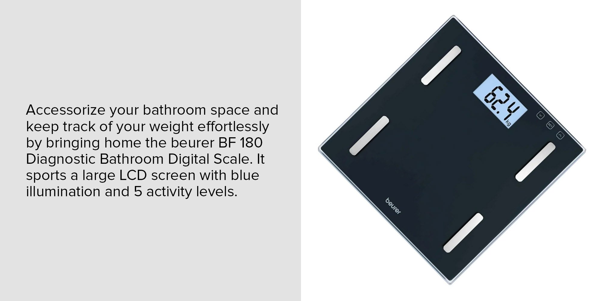 Bf 180 Diagnostic Bathroom Digital Scale Grey 33x32.8x4.8cm